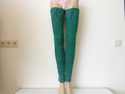 Dlouhé návleky na nohy zelená modrá bavlna maxi šedá akryl nohy dlouhé návleky melír 
