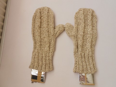 Ručně pletené palčáky s hedvábím ručně bavlna pletené béžová hedvábí vlna rukavice 
