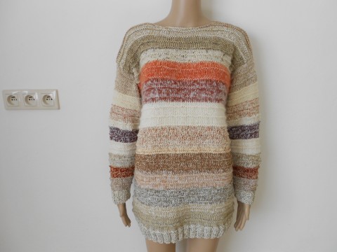 Svetr s merinem L,XL hnědá svetr béžová akryl vlna merino teplý 