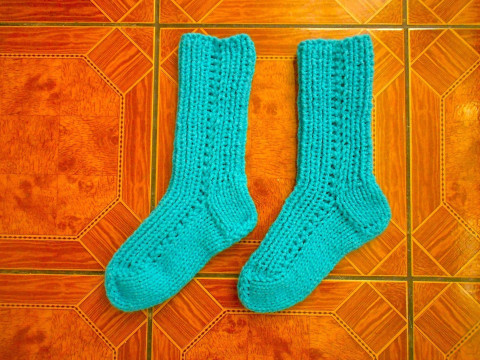 Pletené ponožky s vlnou v. 44-45 modrá akryl ponožky vlna 45 44 
