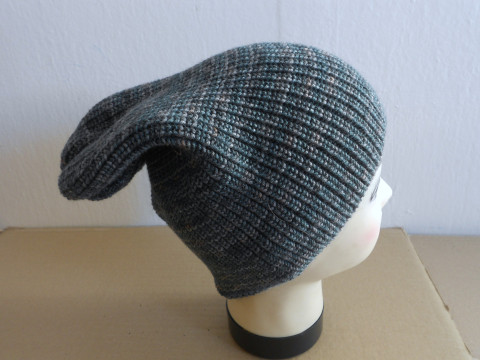 Hučka s vlnou čepice hnědá šedá akryl vlna hučka 