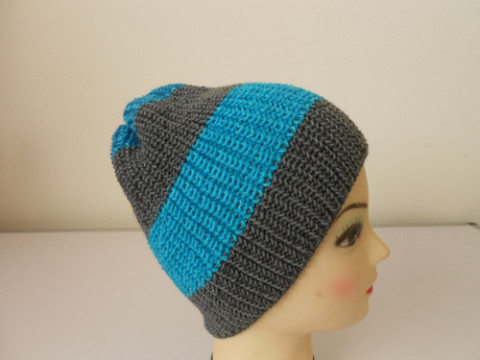 Velmi pružná čepice s merinem děti modrá čepice šedá akryl merino 