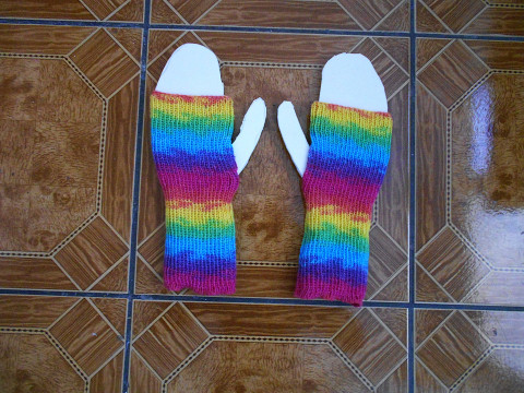 Návleky na ruce s vlnou modrá fialová vlna návleky ruce polyamid 