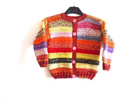 Svetřík s merinem vel. 92-98 červená oranžová žlutá svetr akryl vlna merino kojenec 