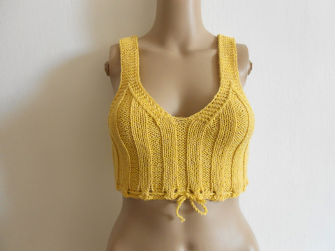 Letní top bavlna žlutá top akryl 