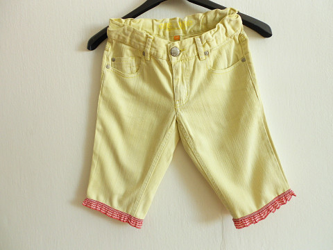 Riflové kraťásky - recy červená bavlna žlutá kraťasy recy 