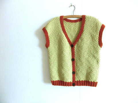 Vesta s vlnou L-XL možná i XXL hnědá akryl rezavá vlna vesta hrášková 