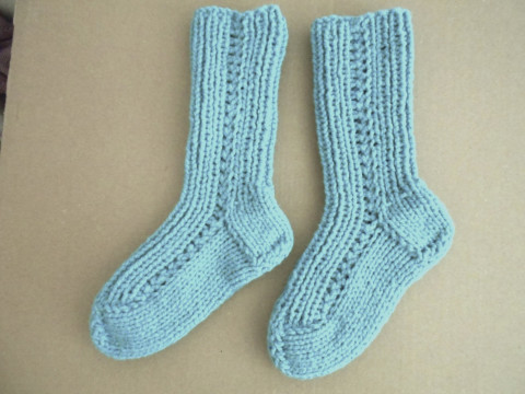 Pletené ponožky s vlnou vel. 46-47 modrá akryl ponožky vlna 46 47 