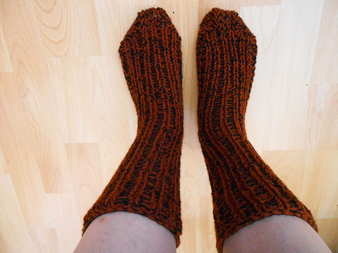 Velmi teplé ponožky s vlnou 40-41 černá akryl rezavá vlna 40 41 