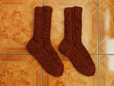 Velmi teplé ponožky s vlnou 46-47 černá akryl rezavá vlna 46 47 