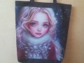 Nákupní taška dívka v zimě