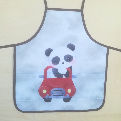 Zástěrka malá s kapsou - panda zvíře panda dětská kapsička zástěrka zvířátko kapsa zástěra do školy do školky na vaření nepromokavá zavazovací s kapsou 