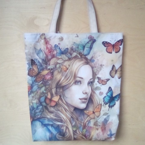 Nákupní taška dívka s motýly 