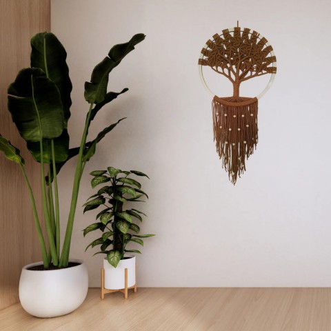 Macramé strom života dekorace strom boho macrame hneda bohostyl hygge drhani strom zivota dekorace na zed 
