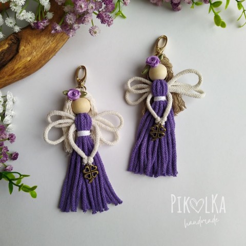 Klíčenka - víla na karabině přívěsek dekorace víla klíčenka ozdoba anděl andělka boho aro macramej 