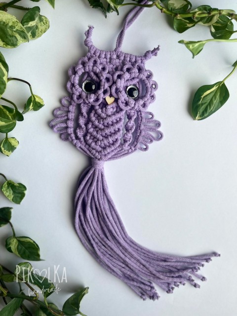 Macramé sova dřevo dekorace přírodní hnědá sova natural macramé owl boho koralky hygge nástěnná manumi 