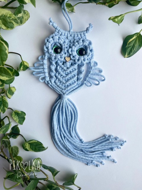 Macramé sova dřevo dekorace přírodní hnědá sova natural macramé owl boho koralky hygge nástěnná manumi 