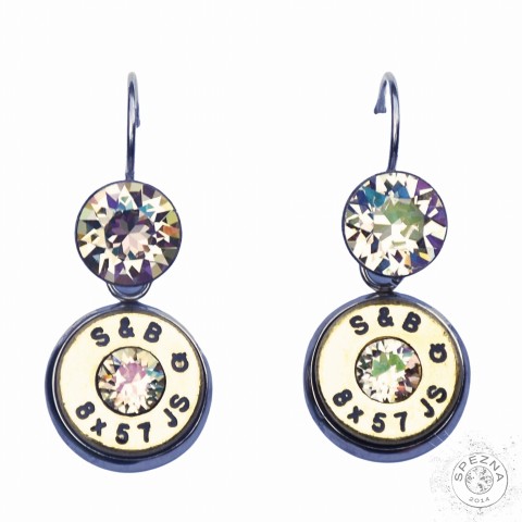 Visací zaklapávací náusnice 316l náušnice swarovski chirurgická ocel myslivecké náboje nábojnice 