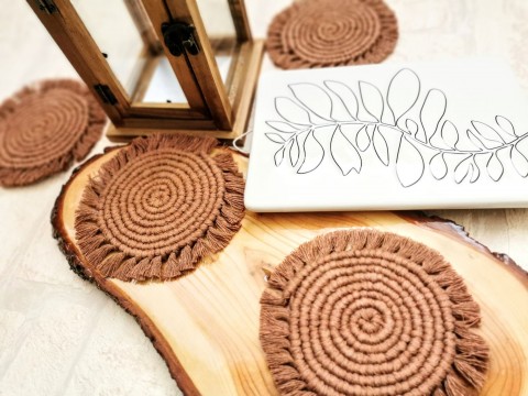 Podtácek - macrame/ drhaný - Luna domov dekorace dárek drhání podšálek podtácek na stůl boho macrame hygge bohodecor hyggedecor krisdeko 