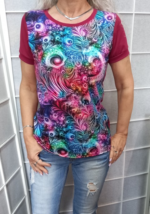 Tričko - pestrobarevný vzor tričko 