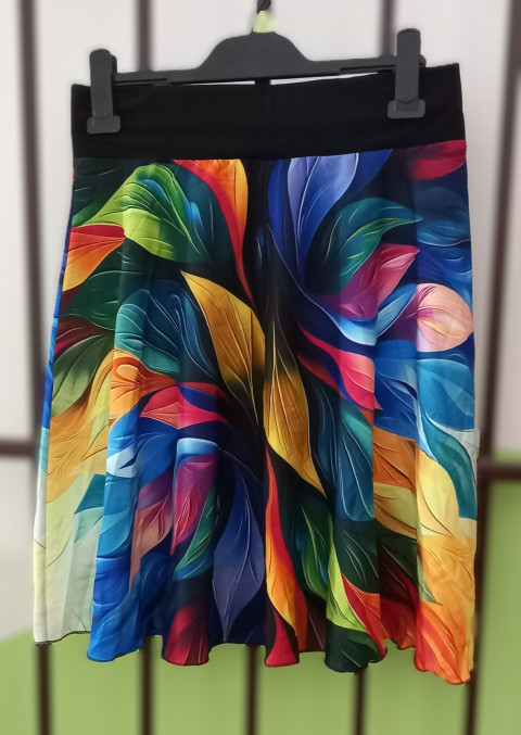 Půlkolová sukně - listy L/XL letní sukně sukně po kolena 