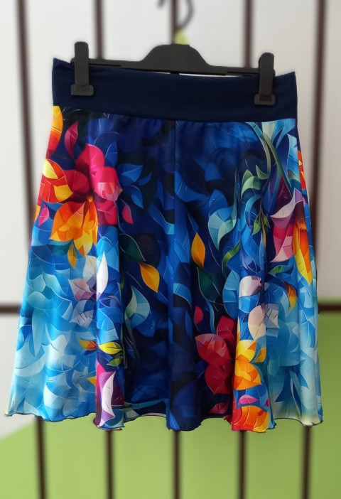 Půlkolová sukně - květy L/XL letní sukně sukně po kolena 