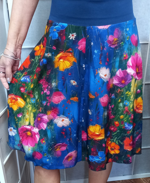 Půlkolová sukně - louka S/M letní sukně sukně po kolena 