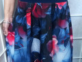 Půlkolová sukně - ibišek S/M