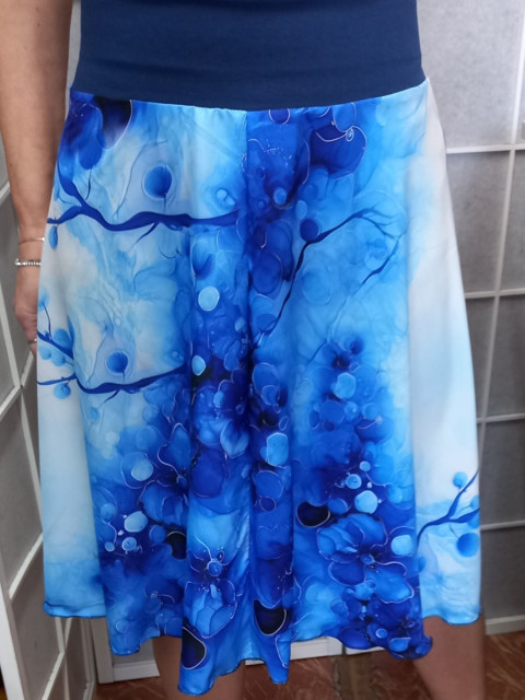 Půlkolová sukně - orchidej M/L letní sukně sukně po kolena 