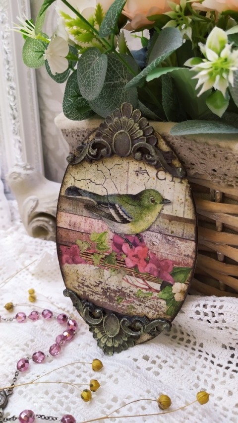 Ptáček s kvítky závěs dekorace ptáček bordura pa 