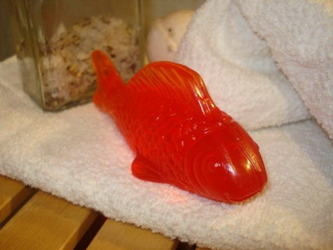 Rybka, rybka, rybička oranžová dekorace dárek oranžová vánoce ryba rybka rybička narozeniny mýdlo ozdoba pomeranč olivový olej 