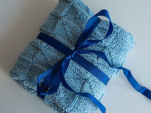 Modrá pletená deka pro miminko děti deka miminko do kočárku pos 