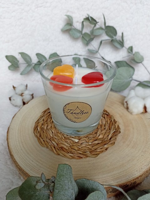 Sójová svíčka - vanilka a jahoda dekorace dárek sklo svíčka vosk srdíčka relax vanilka jahoda ručně vyrobené s láskou hygge sójová svíčka 