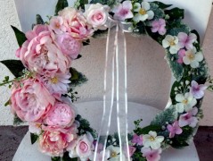 Svatební kytice růžovo zelená