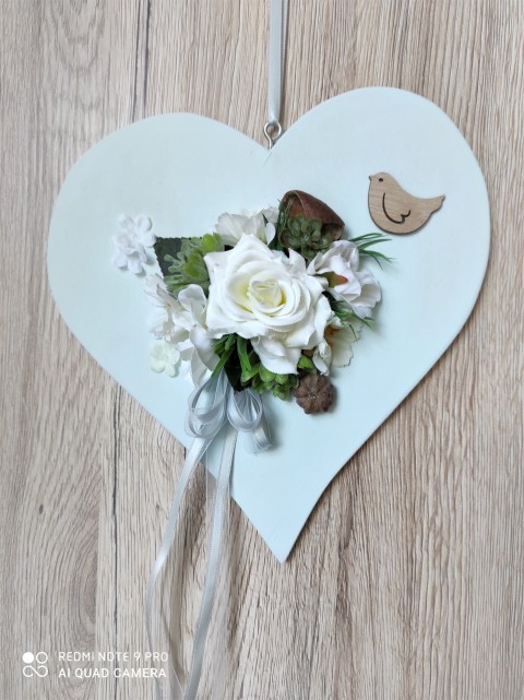 Srdíčko mentolka dřevo dřevěné srdce dekorace dárek květina ptáček srdíčko jarní letní narozeniny svátek láska růže jaro květinové mentolové sukulent pro maminku 