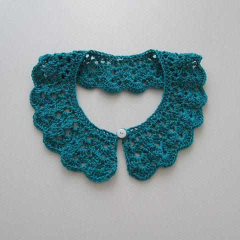 Límeček doplněk háčkovaný ozdoba dámský smaragdová límeček crochet pro ženy 