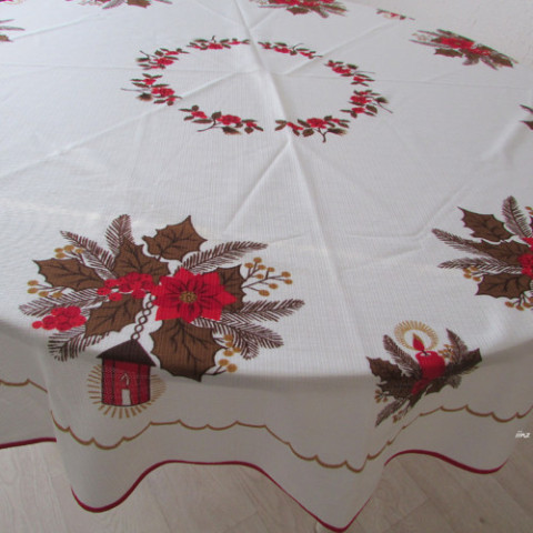 Vánoční ubrus červená vánoce ubrus bílá vánoční hnědá kruhový 