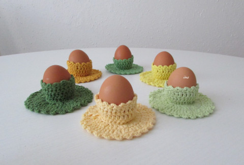 Sada obalů na velikonoční vajíčka dekorace zelená jarní sada žlutá jaro velikonoce ozdoba háčkované velikonoční kalíšek handmade na stůl stojánek na vajíčko obal na vajíčko 6ks 
