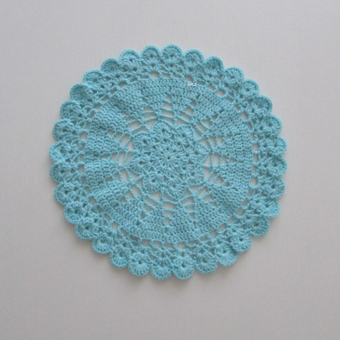 Háčkovaná dečka bavlna tyrkysová háčkované akryl prostírka dečka podložka ubrousek mandala handmade podšálek na stůl pod hrnek pod talíř pod misku 