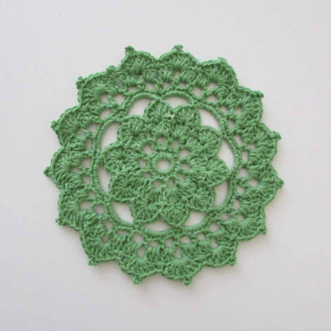 Prostírání zelená bavlna prostírání háčkované akryl prostírka podložka ubrousek handmade podšálek pod hrnek pod talíř pod misku 