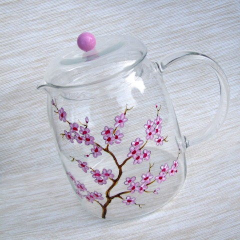 Konvice na čaj sakurová sklo čaj růžová jaro konvice džbán sakura 