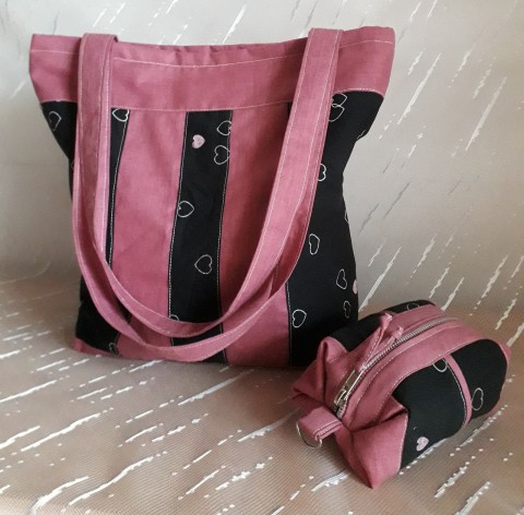 Valentýnská taška kabelka růžová černá valentýn pouzdro přes rameno 