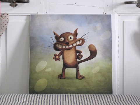 Až přijde kocour - autorský tisk domov děti pokoj kocour obrázek malovaný zvířátka pokojík 