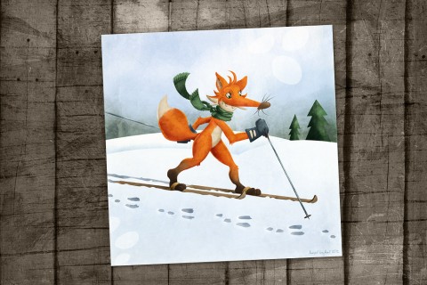 Liška ve stopě - autorský tisk zima pohádka tisk zvířátka liška skok olé! 