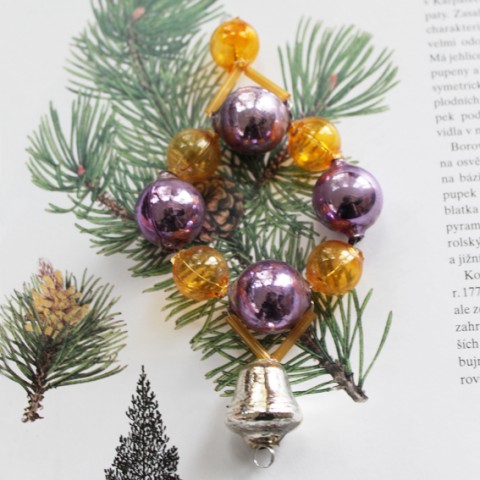 Vánoční ozdoba zvonková ozdoby vánoce fialová vánoční zlato 
