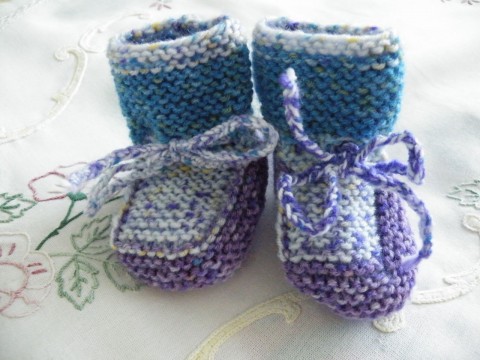 dětské bačkůrky modrofialový melír pletení dětské oblečení 