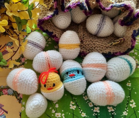 háčkovaná velikonoční vajíčka-kuře dekorace dárek hračka jaro velikonoce kuře kuřátko vejce vajíčko 