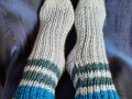 pletené ponožky šedomodré