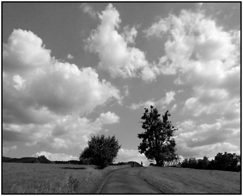 Černobílé fotografie voda příroda pohoří stavba lesy 