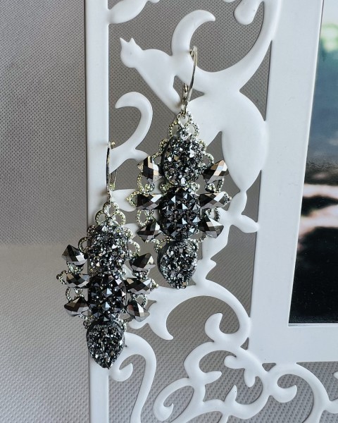 Šedé náušnice kamínky náušnice svatba visací šedé luxusní luxus náušničky náušky crystal zářivé kamínkové 